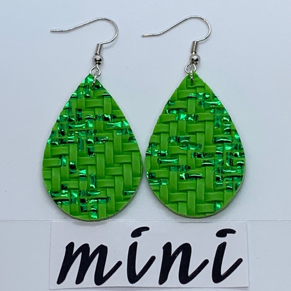 Mini Faux Leather Teardrop Earrings - Picture 2 of 4